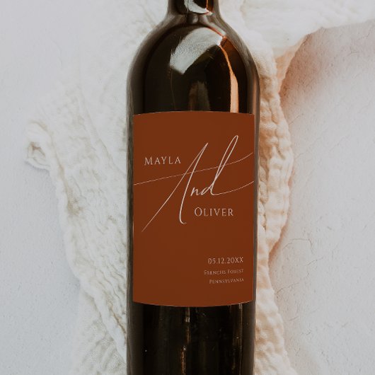 Whimsical Desert | Terracotta Wedding Wine Label Wijn Etiket