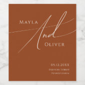 Whimsical Desert | Terracotta Wedding Wine Label Wijn Etiket (Enkel label)