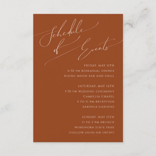 Whimsical Desert | Tijdschema Terracotta Informatiekaartje (Voorkant)