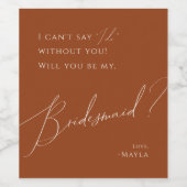 Whimsical Desert | Voorstel Terracotta Bridesmaid Wijn Etiket (Enkel label)