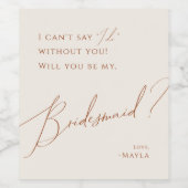 Whimsical Desert | Voorstel van Beige Bridesmaid Wijn Etiket (Enkel label)