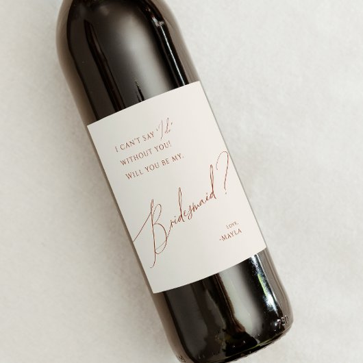 Whimsical Desert | Voorstel van Beige Bridesmaid Wijn Etiket