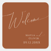 Whimsical Desert | Welkom Terracotta Wedding Vierkante Sticker (Voorkant)