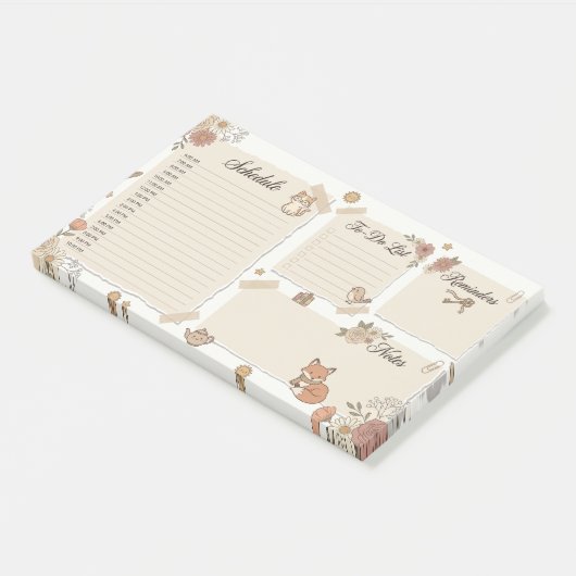 Whimsical dier & bloemendagplanner post-it® notes (Schuin)