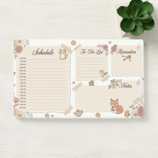 Whimsical dier & bloemendagplanner post-it® notes (Kantoor)