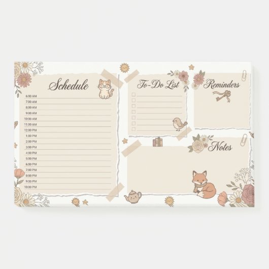 Whimsical dier & bloemendagplanner post-it® notes (Voorkant)