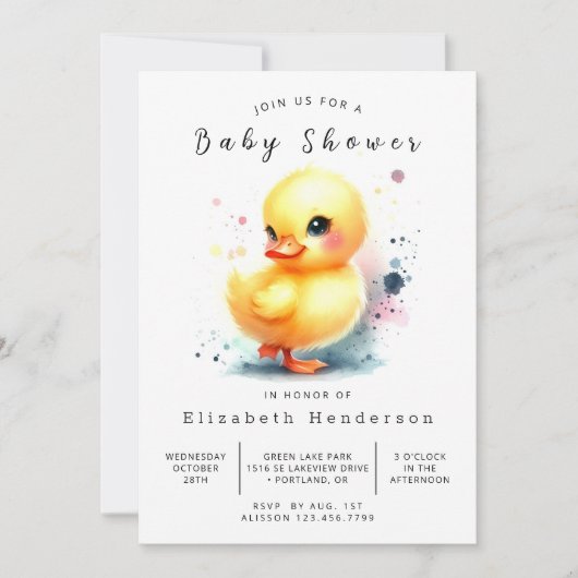 Whimsical Digital Duck Baby shower Kaart (Voorkant)