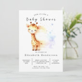 Whimsical Digital Giraffe Baby shower Kaart (Staand voorkant)