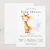 Whimsical Digital Giraffe Baby shower Kaart (Voorkant / Achterkant)