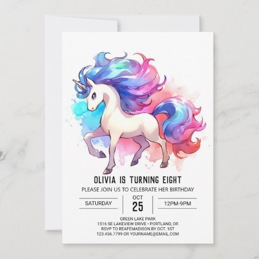 Whimsical Digital Horse Verjaardag Kaart (Voorkant)
