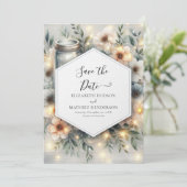 Whimsical Digital Mason Jar Wedding Save The Date (Staand voorkant)