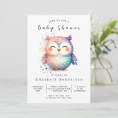 Whimsical Digital Owl Baby shower Kaart (Staand voorkant)