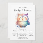 Whimsical Digital Owl Baby shower Kaart (Voorkant / Achterkant)
