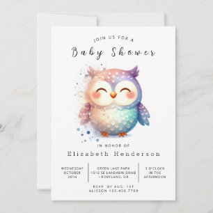 Whimsical Digital Owl Baby shower Kaart