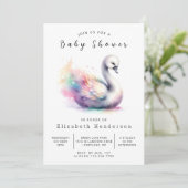 Whimsical Digital Swan Baby shower Kaart (Staand voorkant)