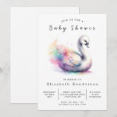 Whimsical Digital Swan Baby shower Kaart (Voorkant / Achterkant)