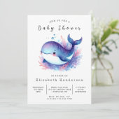 Whimsical Digital Whale Baby shower Kaart (Staand voorkant)