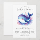 Whimsical Digital Whale Baby shower Kaart (Voorkant / Achterkant)