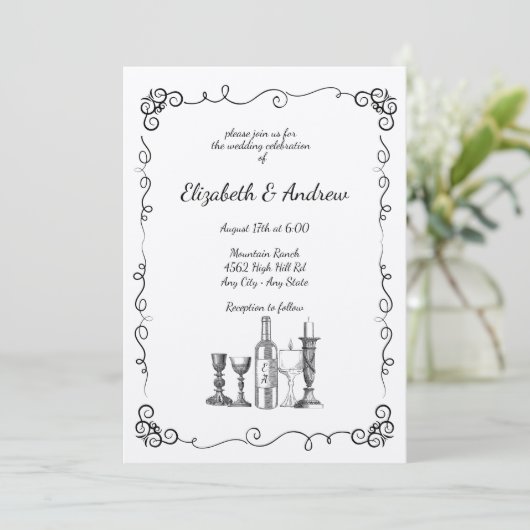 Whimsical diner bruiloft kaart (Staand voorkant)