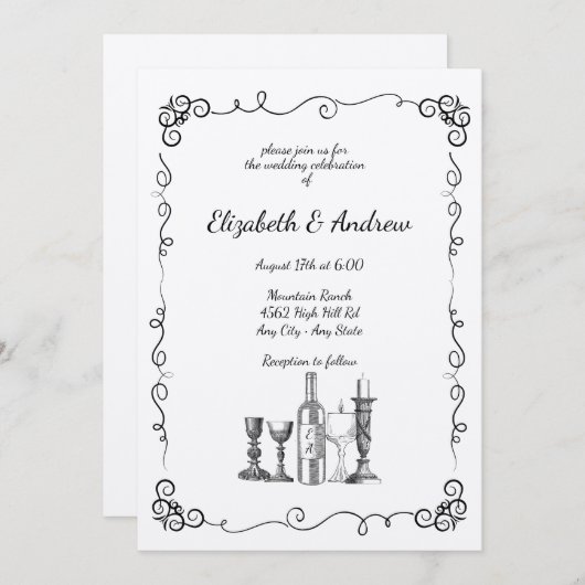 Whimsical diner bruiloft kaart (Voorkant / Achterkant)