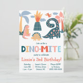 Whimsical Dino-Mite Dinosaur Thmed Birthday Party Kaart (Staand voorkant)