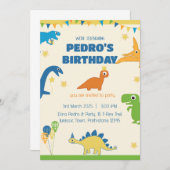 Whimsical Dinosaur Birthday Party Kaart (Voorkant / Achterkant)