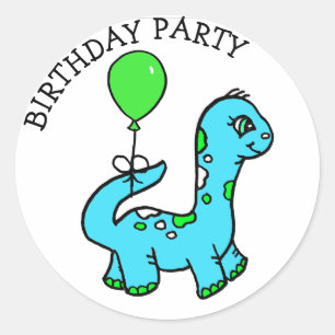 Whimsical Dinosaur Birthday Party Ronde Sticker