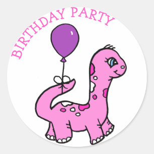 Whimsical Dinosaur Birthday Party Ronde Sticker