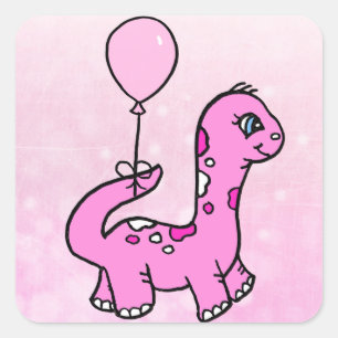 Whimsical Dinosaur met ballon Vierkante Sticker