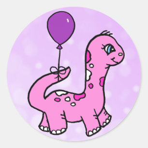 Whimsical Dinosaur met Balloonf Ronde Sticker