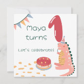 Whimsical dinosaur verjaardag piñata 1 neutraal kaart (Voorkant)