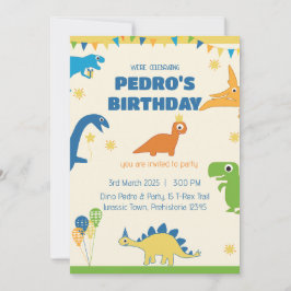 Whimsical Dinosaur Verjaardagsfeestje Kaart