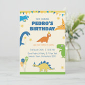 Whimsical Dinosaur Verjaardagsfeestje  Kaart (Staand voorkant)