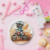 Whimsical Dirt Wheels Motorfiets Verjaardag Papieren Bordje (Feest)