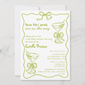 Whimsical Dirty Martinis QR Code Twin Baby shower Kaart (Voorkant)