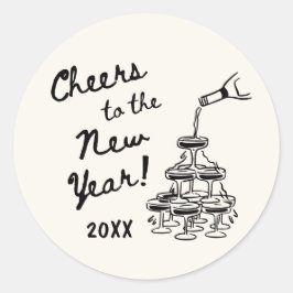 Whimsical Disco Bal Nieuwjaarsfeest Ronde Sticker