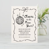 Whimsical Disco Ball New Year's Eve Party Kaart (Staand voorkant)