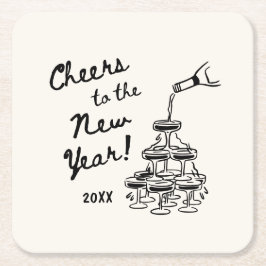 Whimsical Disco Ball New Year's Eve Party Kartonnen Onderzetters