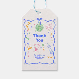 Whimsical Disco Verjaardag Pastels Kleurrijk Cadeaulabel