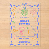 Whimsical Disco Verjaardagskleur Acryl Uitnodigingen (Voorkant)