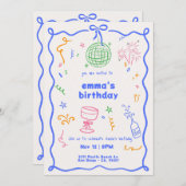 Whimsical Disco Verjaardagskleur Kaart (Voorkant / Achterkant)