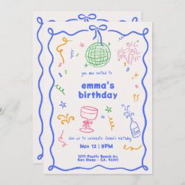 Whimsical Disco Verjaardagskleur Kaart