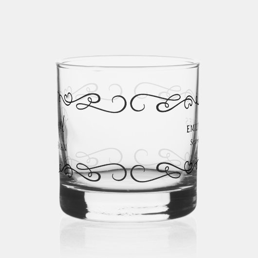 Whimsical doedel lijn kunst elke kleur bruiloft whisky glas (Links)