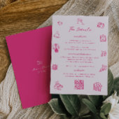 Whimsical doedel roze bruiloft details Kaart