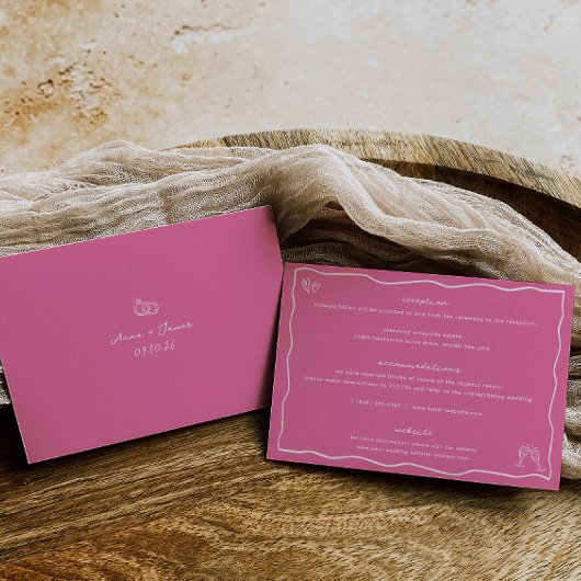 Whimsical doedel roze bruiloft details Kaart