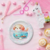Whimsical Dog Adventure Verjaardagspapier Bord (Feest)