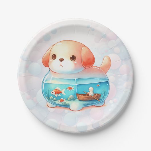 Whimsical Dog Adventure Verjaardagspapier Bord (Voorkant)