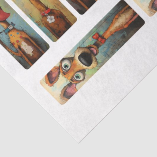 Whimsical Dog Afbeeldingen DIY Decoupage Bladwijze Tissuepapier (Detail)