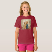 Whimsical Dog and Cat Hug Girls' T-Shirt (Voorkant volledig)
