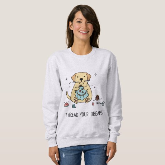 Whimsical Dog and Crafting Hobby Lovers Apparel Trui (Voorkant volledig)